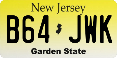 NJ license plate B64JWK