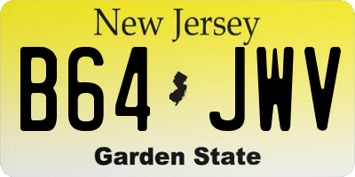 NJ license plate B64JWV
