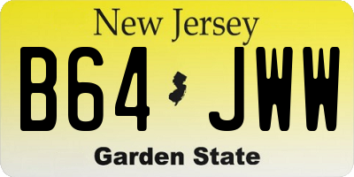 NJ license plate B64JWW