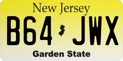 NJ license plate B64JWX