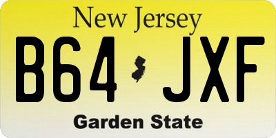 NJ license plate B64JXF