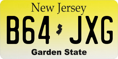 NJ license plate B64JXG