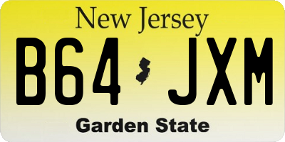 NJ license plate B64JXM
