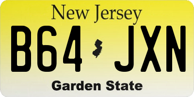 NJ license plate B64JXN