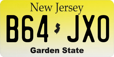 NJ license plate B64JXO