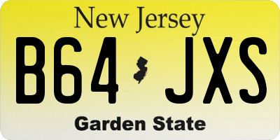 NJ license plate B64JXS