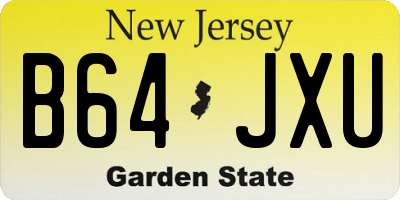 NJ license plate B64JXU