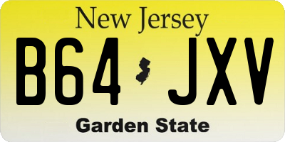 NJ license plate B64JXV