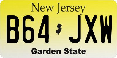 NJ license plate B64JXW