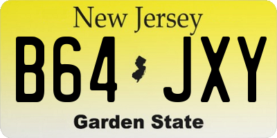 NJ license plate B64JXY