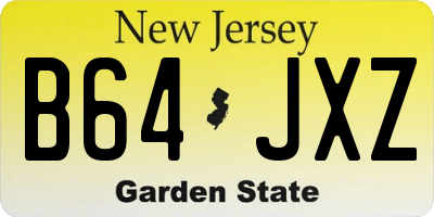 NJ license plate B64JXZ