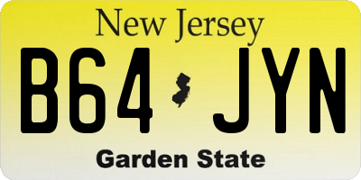 NJ license plate B64JYN