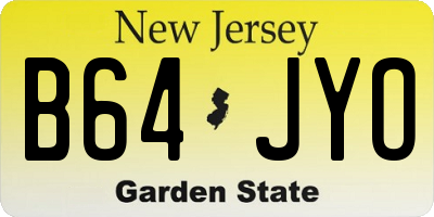 NJ license plate B64JYO