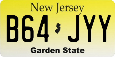 NJ license plate B64JYY