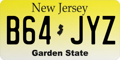 NJ license plate B64JYZ