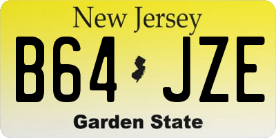 NJ license plate B64JZE