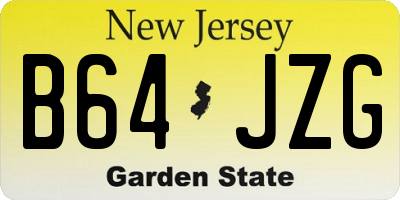 NJ license plate B64JZG
