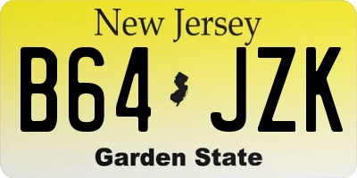 NJ license plate B64JZK