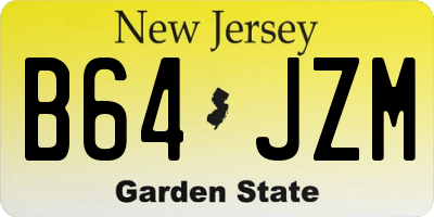 NJ license plate B64JZM