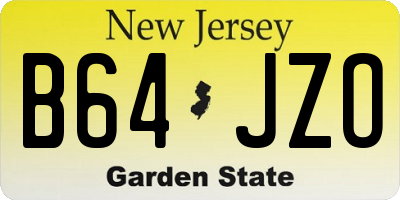 NJ license plate B64JZO