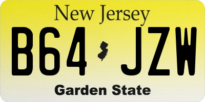 NJ license plate B64JZW