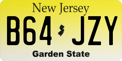 NJ license plate B64JZY