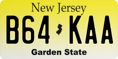 NJ license plate B64KAA