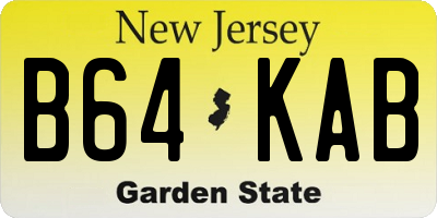 NJ license plate B64KAB