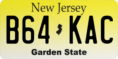 NJ license plate B64KAC
