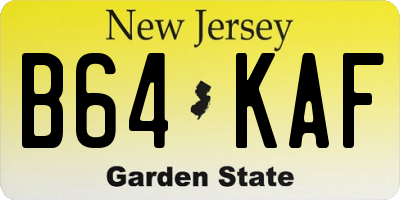 NJ license plate B64KAF