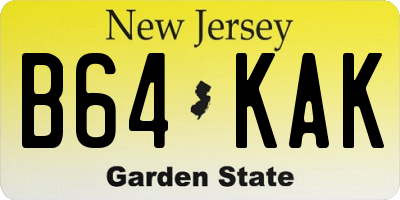 NJ license plate B64KAK