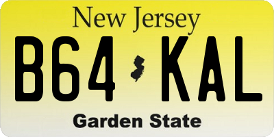 NJ license plate B64KAL