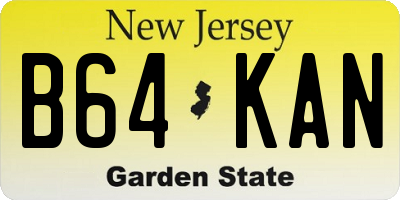 NJ license plate B64KAN