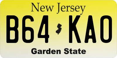 NJ license plate B64KAO