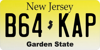 NJ license plate B64KAP
