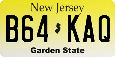 NJ license plate B64KAQ