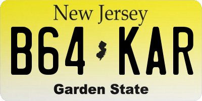 NJ license plate B64KAR