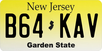 NJ license plate B64KAV