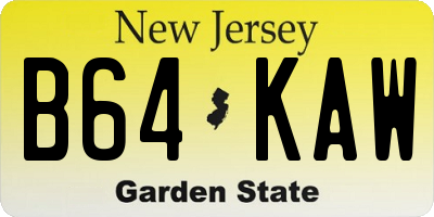 NJ license plate B64KAW