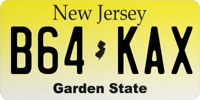 NJ license plate B64KAX