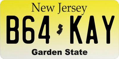 NJ license plate B64KAY