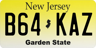 NJ license plate B64KAZ