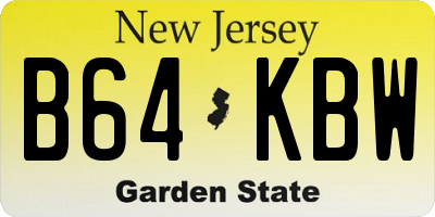 NJ license plate B64KBW