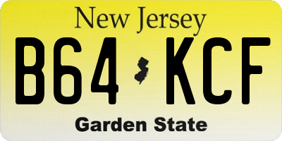 NJ license plate B64KCF