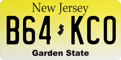 NJ license plate B64KCO
