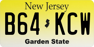 NJ license plate B64KCW