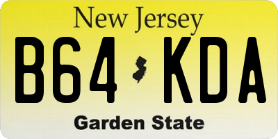 NJ license plate B64KDA