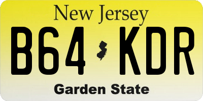 NJ license plate B64KDR