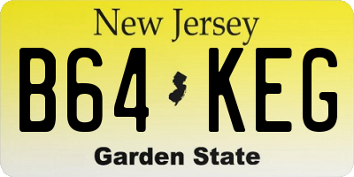 NJ license plate B64KEG