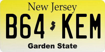 NJ license plate B64KEM